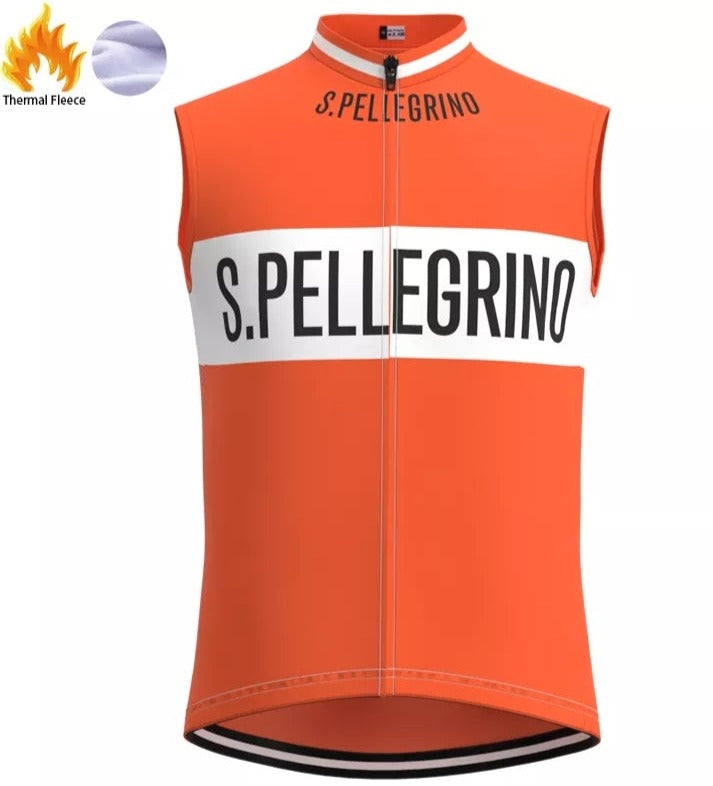 San Pellegrino retro cycling vest Pulling Turns