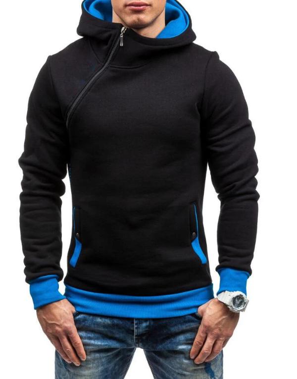 Oblique Hoodie zipper Pulling Turns