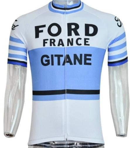 GITANE VINTAGE CYCLING SHIRT KNIT ACETANE BLUE WHITE M or sm