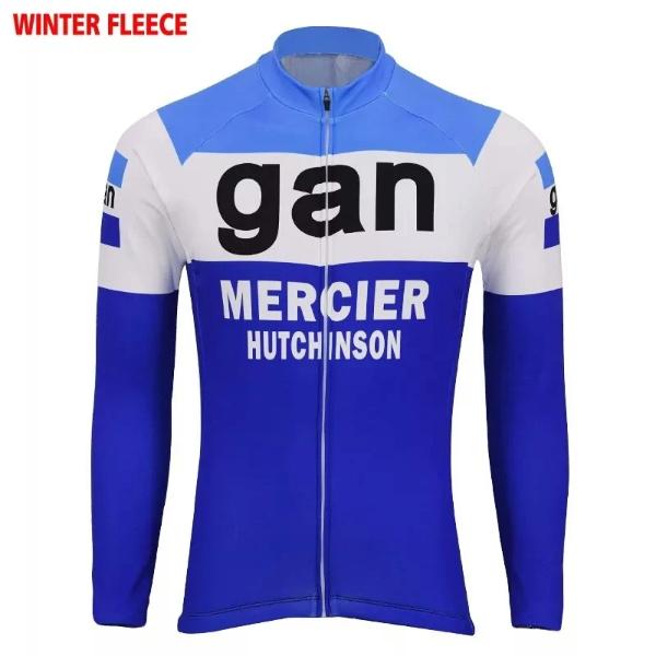 Maillot Cycliste Vintage Gan Mercier Hutchinson Années 70 - Acrylique Bleu/blanc - Taille S